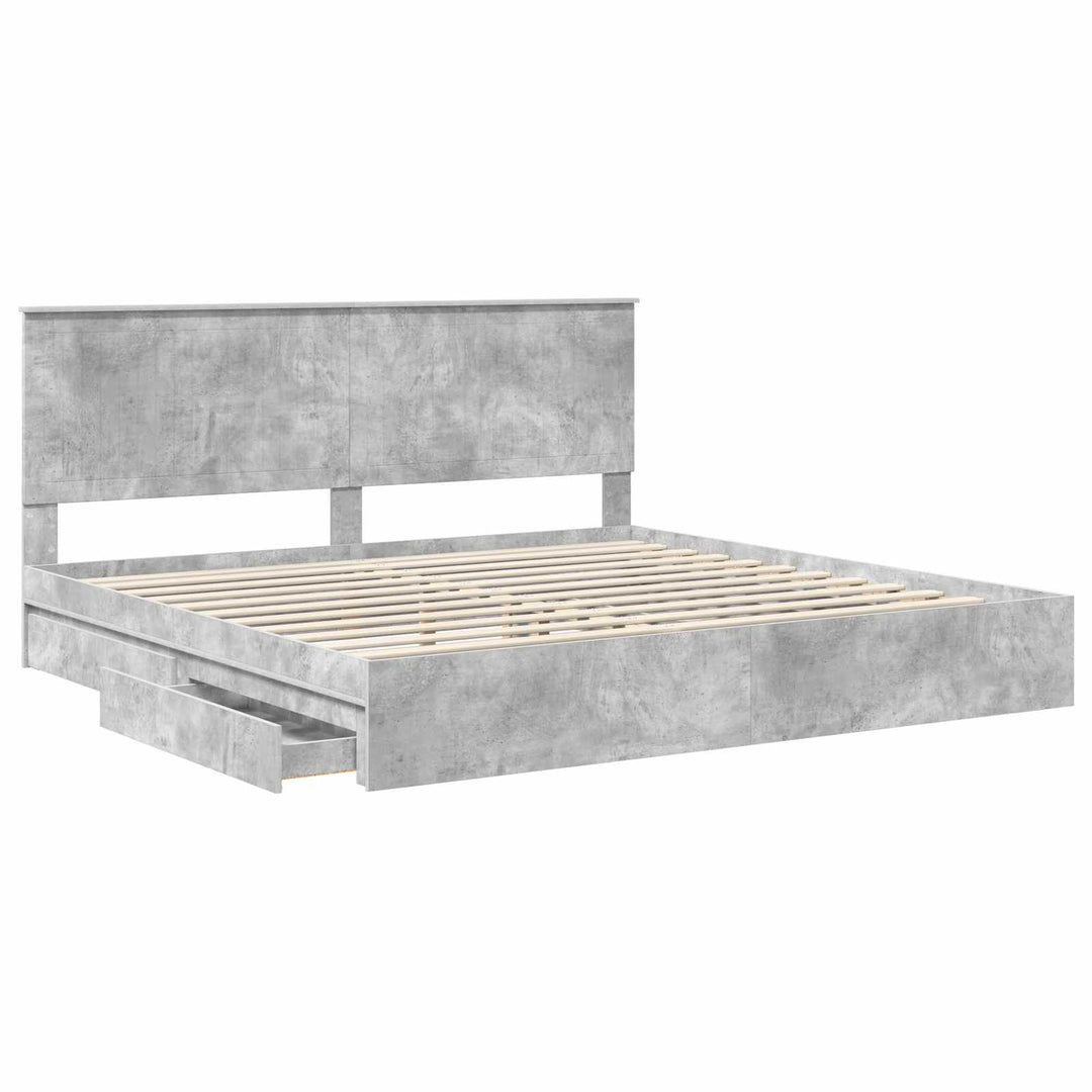 Opbevaringsseng Beton Grå 200 x 200 cm Konstrueret træ
