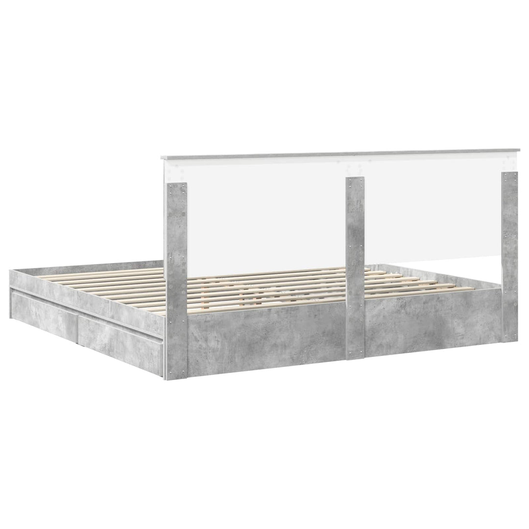 Opbevaringsseng Beton Grå 200 x 200 cm Konstrueret træ