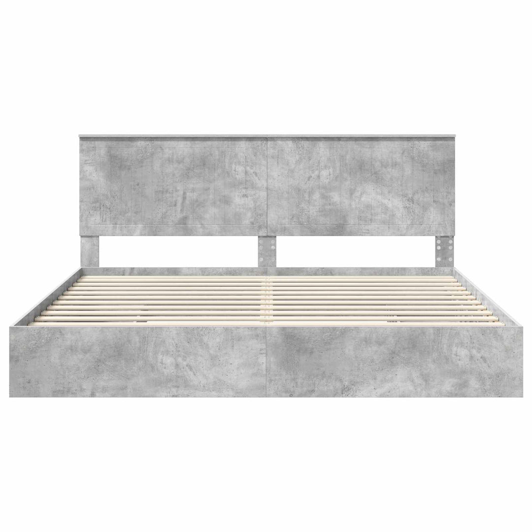 Opbevaringsseng Beton Grå 200 x 200 cm Konstrueret træ