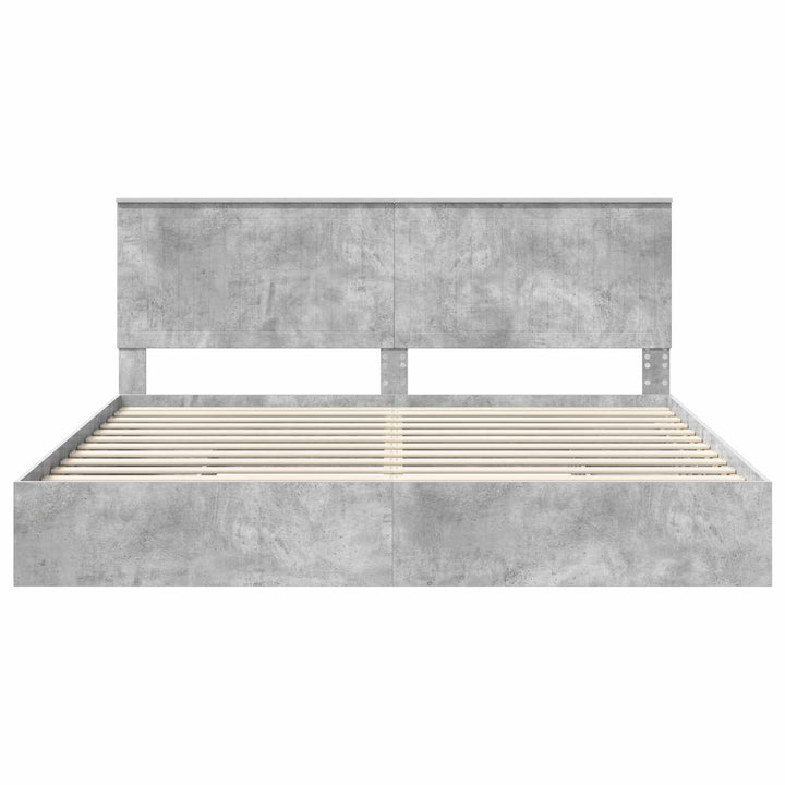 Opbevaringsseng Beton Grå 200 x 200 cm Konstrueret træ