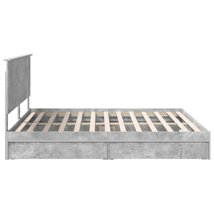 Opbevaringsseng Beton Grå 200 x 200 cm Konstrueret træ