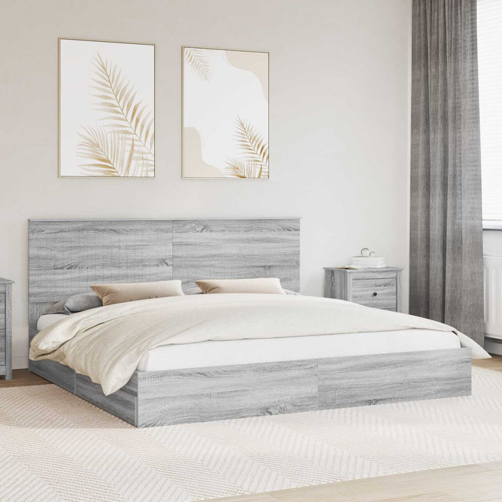 Opbevaringsseng Grå Sonoma 200 x 200 cm Konstrueret træ