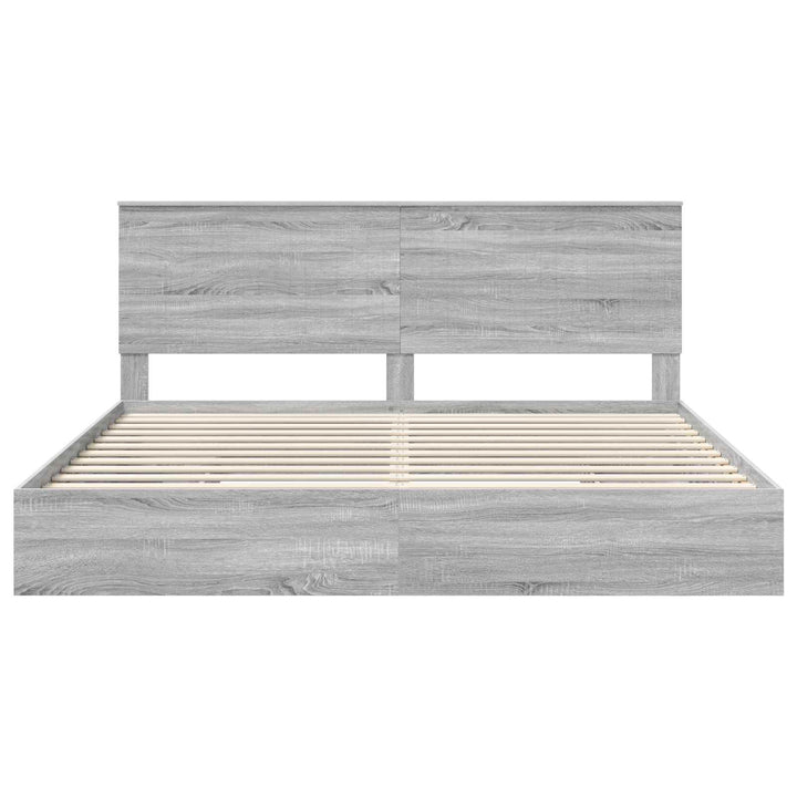 Opbevaringsseng Grå Sonoma 200 x 200 cm Konstrueret træ