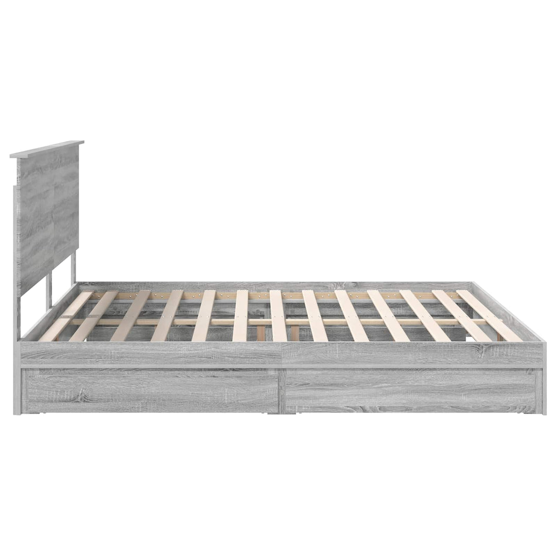 Opbevaringsseng Grå Sonoma 200 x 200 cm Konstrueret træ