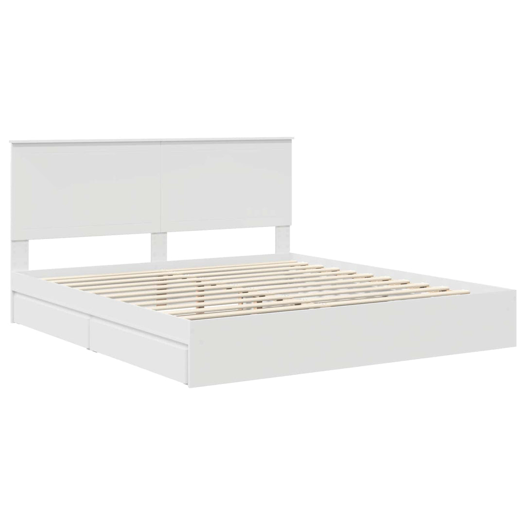 Opbevaringsseng med skuffe Hvid 180 x 200 cm Konstrueret træ