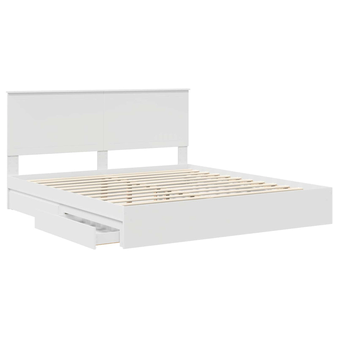 Opbevaringsseng med skuffe Hvid 180 x 200 cm Konstrueret træ