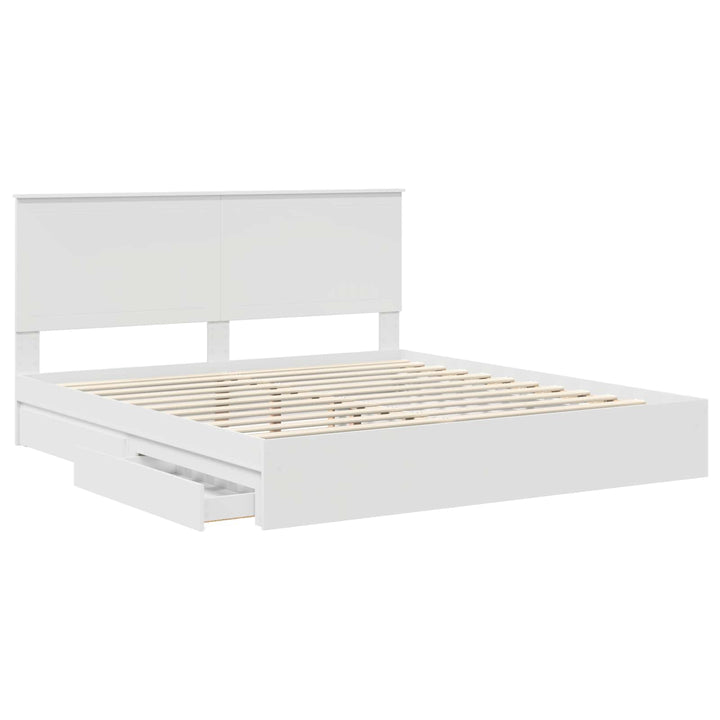 Opbevaringsseng med skuffe Hvid 180 x 200 cm Konstrueret træ