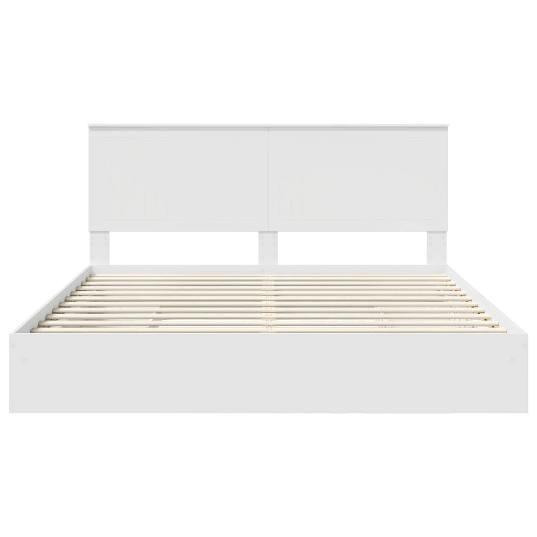 Opbevaringsseng med skuffe Hvid 180 x 200 cm Konstrueret træ