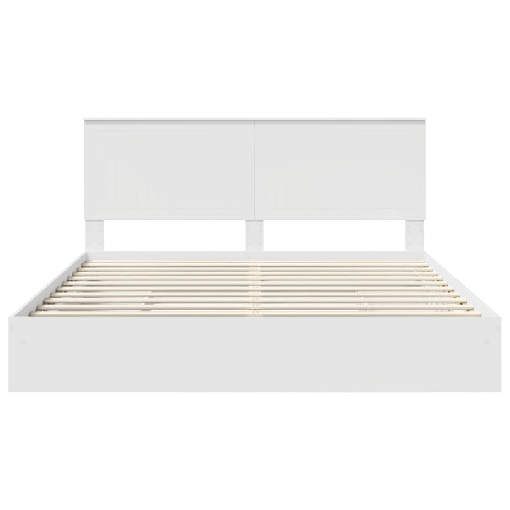 Opbevaringsseng med skuffe Hvid 180 x 200 cm Konstrueret træ