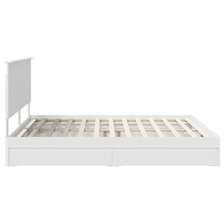 Opbevaringsseng med skuffe Hvid 180 x 200 cm Konstrueret træ