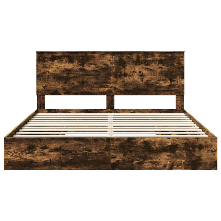 Opbevaringsseng Røget eg 180 x 200 cm Konstrueret træ