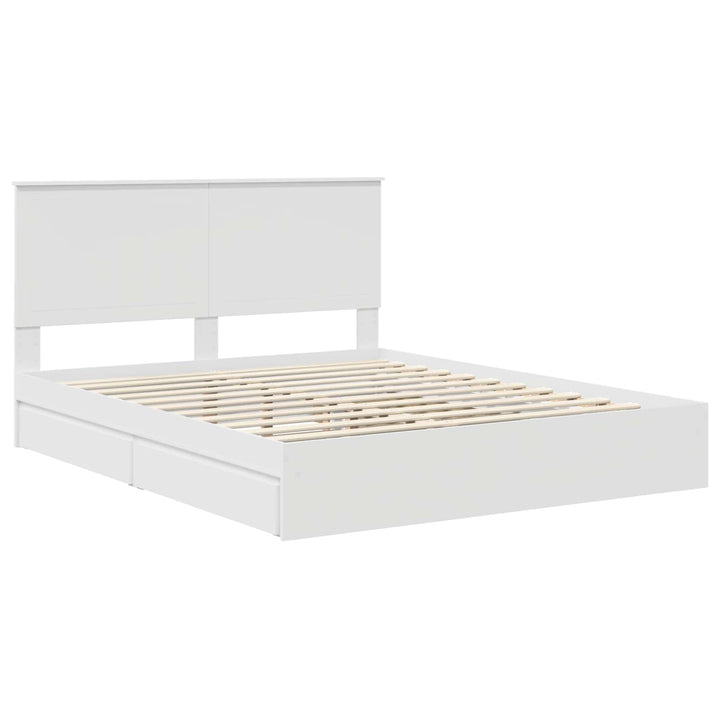 Opbevaringsseng med skuffe Hvid 160 x 200 cm Konstrueret træ