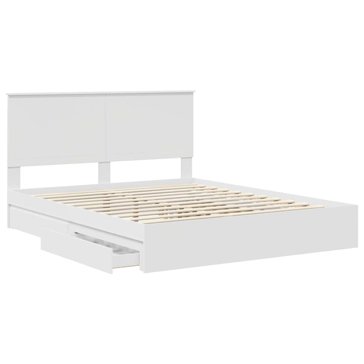 Opbevaringsseng med skuffe Hvid 160 x 200 cm Konstrueret træ