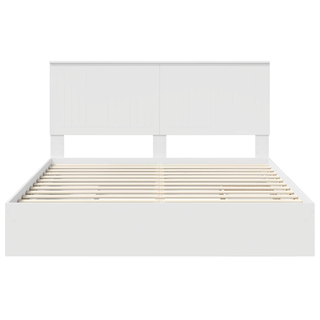 Opbevaringsseng med skuffe Hvid 160 x 200 cm Konstrueret træ