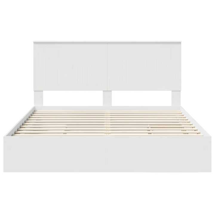 Opbevaringsseng med skuffe Hvid 160 x 200 cm Konstrueret træ