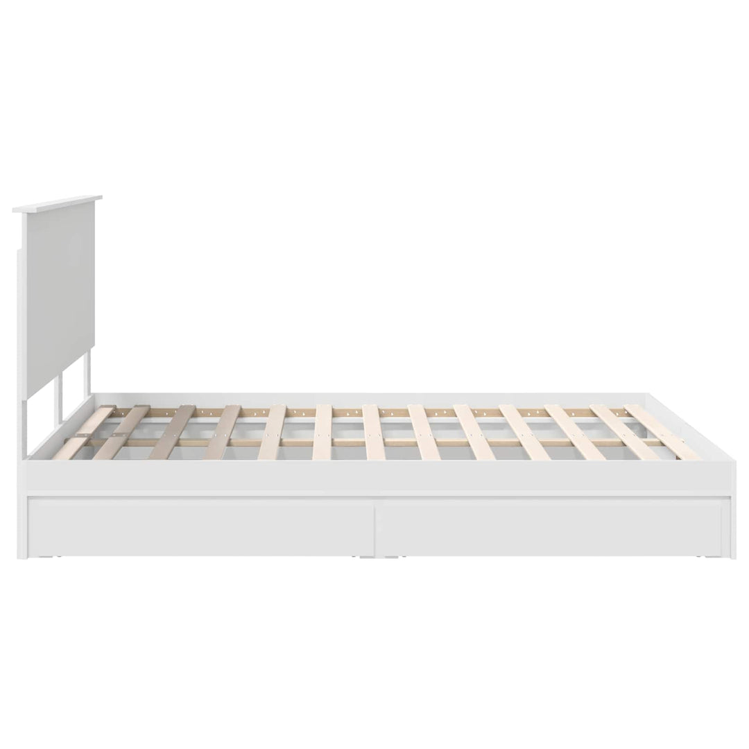 Opbevaringsseng med skuffe Hvid 160 x 200 cm Konstrueret træ