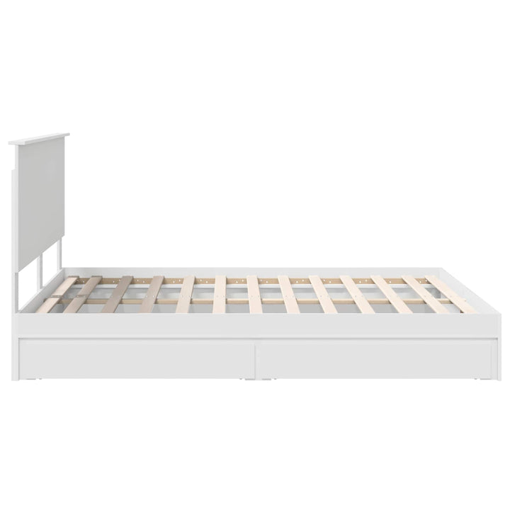 Opbevaringsseng med skuffe Hvid 160 x 200 cm Konstrueret træ