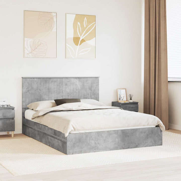 Opbevaringsseng Beton Grå 150 x 200 cm Konstrueret træ