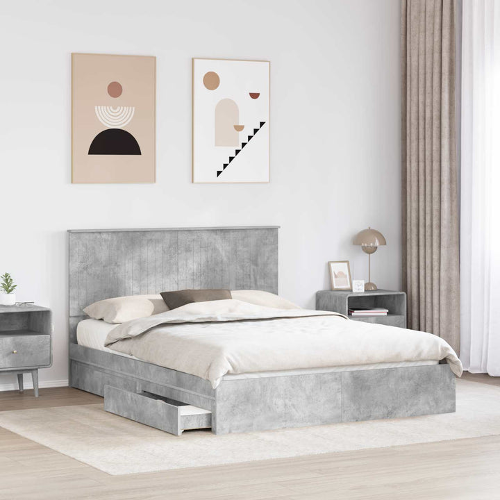 Opbevaringsseng Beton Grå 150 x 200 cm Konstrueret træ