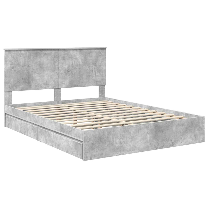 Opbevaringsseng Beton Grå 150 x 200 cm Konstrueret træ