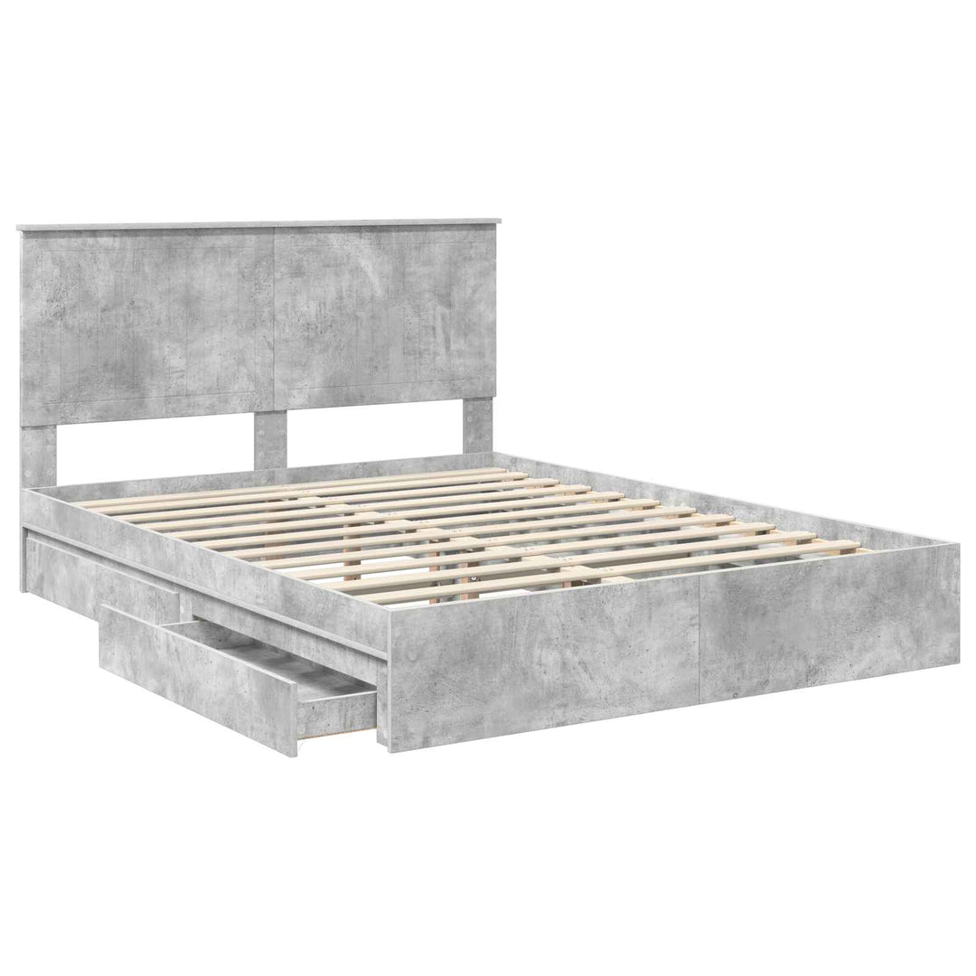 Opbevaringsseng Beton Grå 150 x 200 cm Konstrueret træ