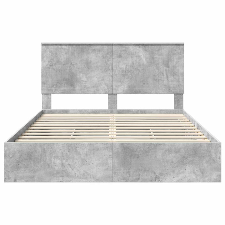 Opbevaringsseng Beton Grå 150 x 200 cm Konstrueret træ