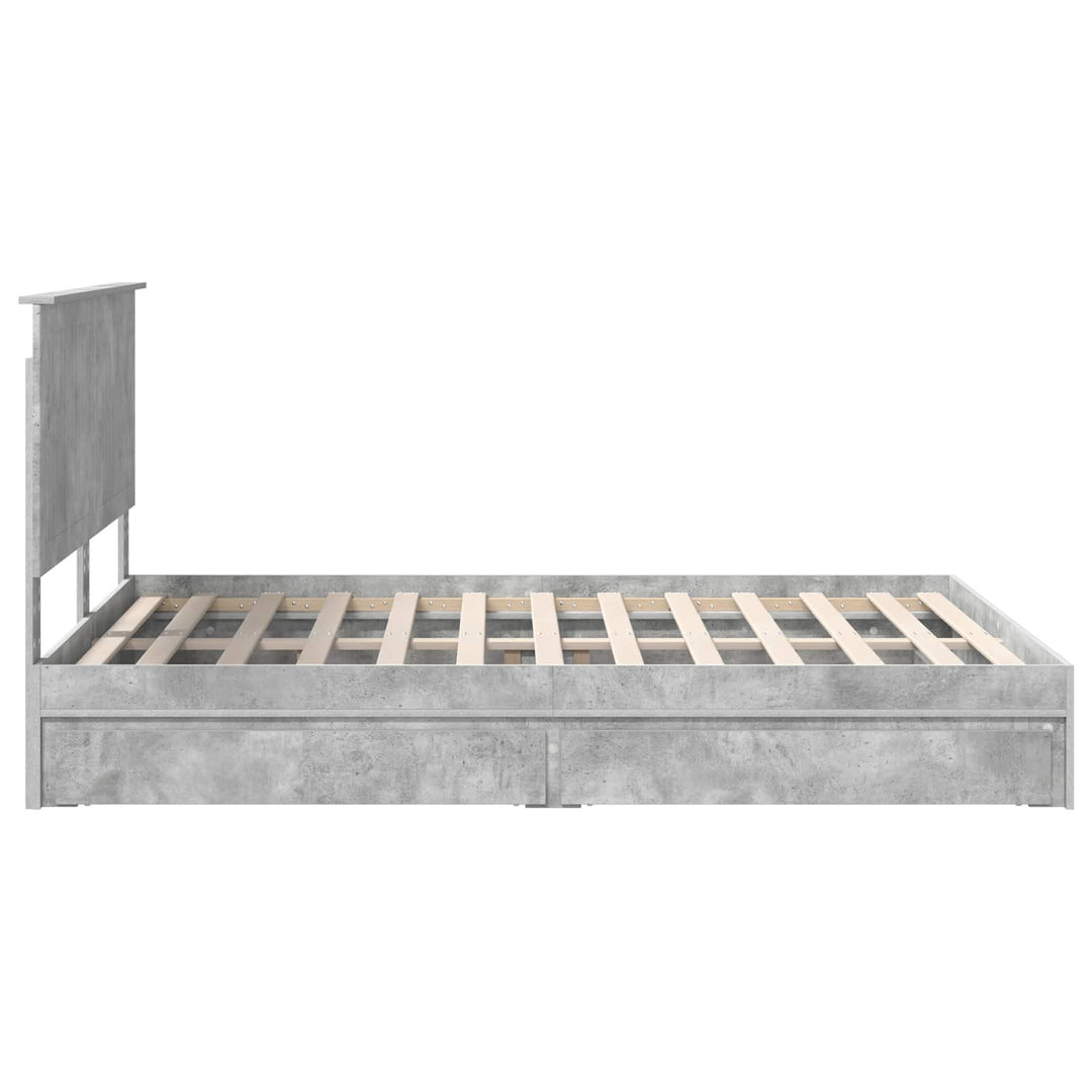 Opbevaringsseng Beton Grå 150 x 200 cm Konstrueret træ