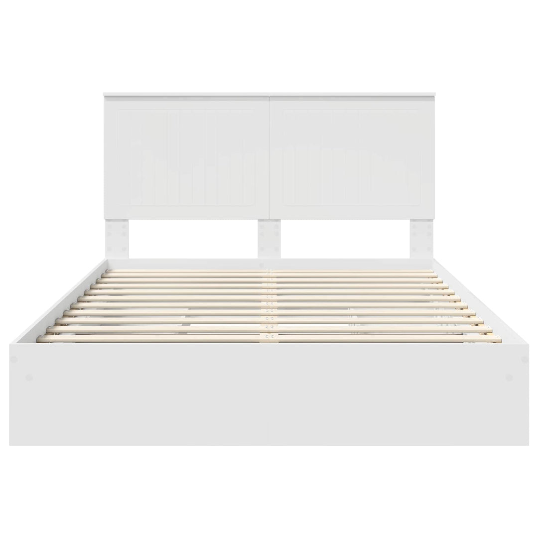 Opbevaringsseng med skuffe Hvid 140 x 200 cm Konstrueret træ