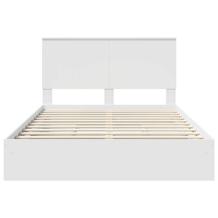 Opbevaringsseng med skuffe Hvid 140 x 200 cm Konstrueret træ