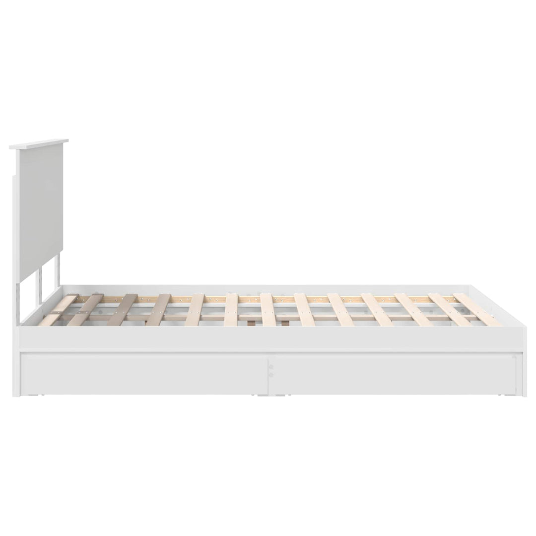 Opbevaringsseng med skuffe Hvid 140 x 200 cm Konstrueret træ