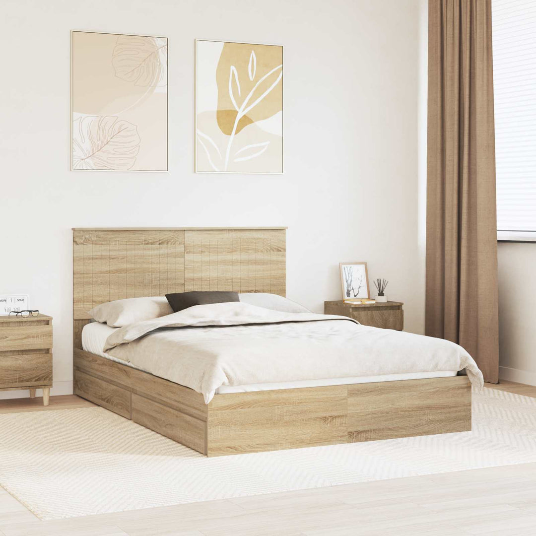 Opbevaringsseng Sonoma eg 135 x 190 cm Konstrueret træ