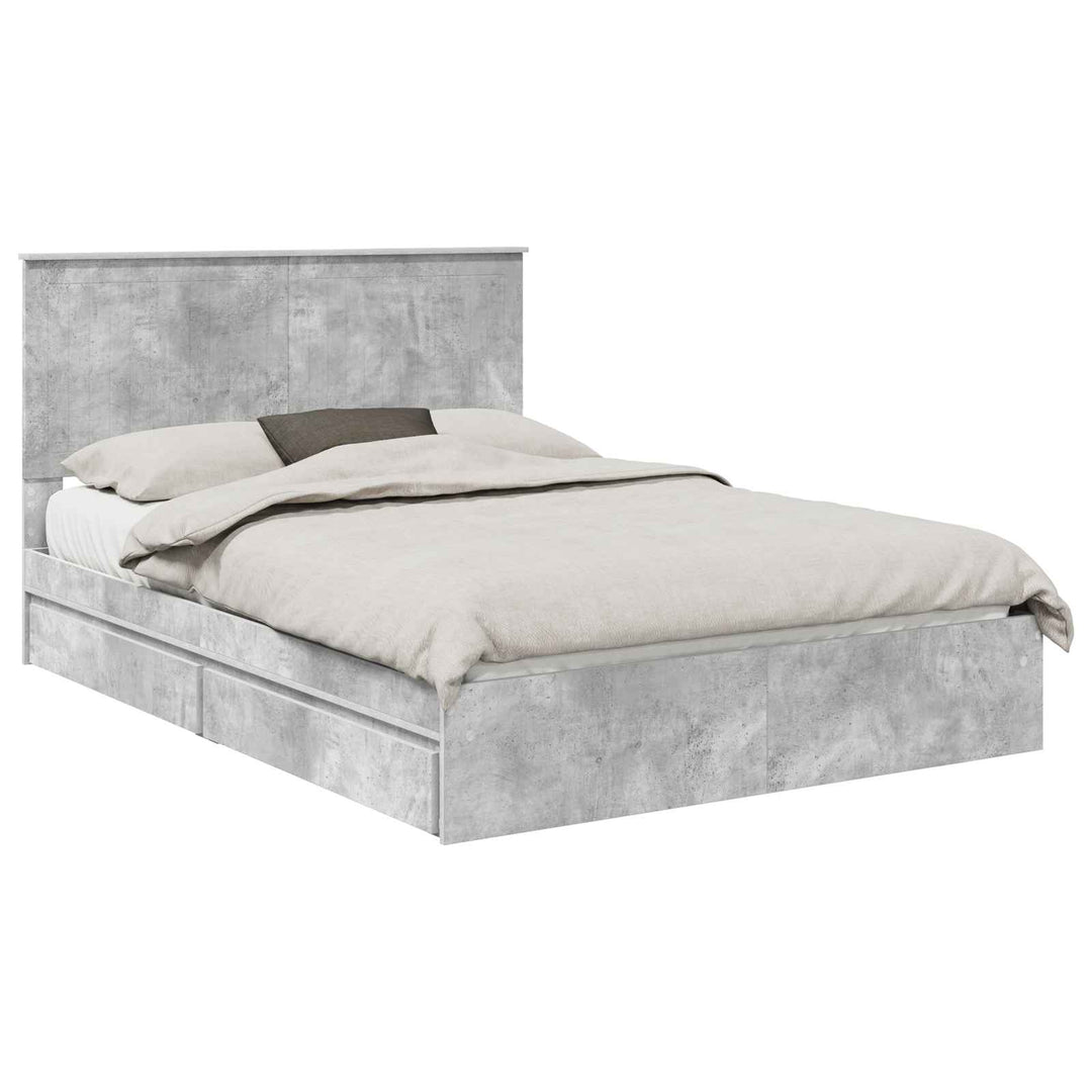 Opbevaringsseng Beton Grå 135 x 190 cm Konstrueret træ