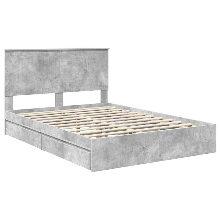 Opbevaringsseng Beton Grå 135 x 190 cm Konstrueret træ
