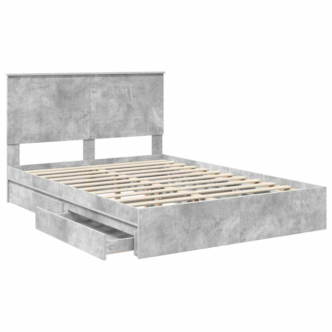 Opbevaringsseng Beton Grå 135 x 190 cm Konstrueret træ