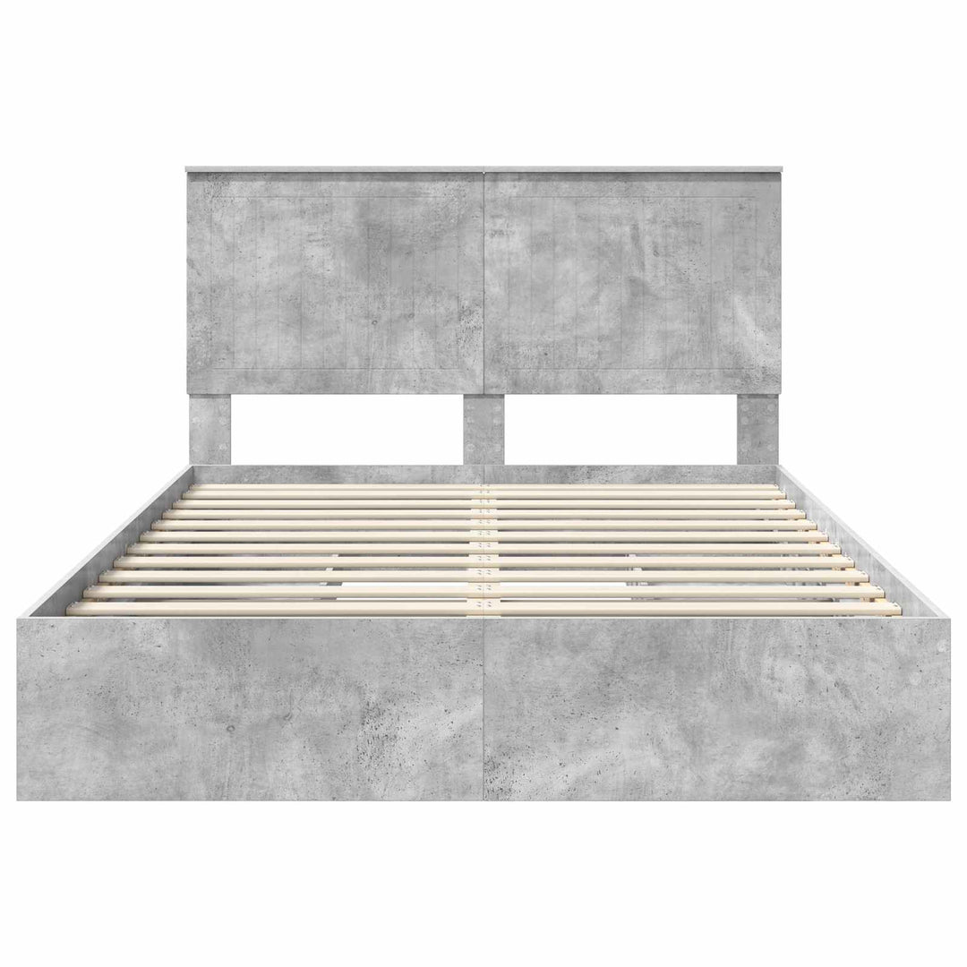 Opbevaringsseng Beton Grå 135 x 190 cm Konstrueret træ