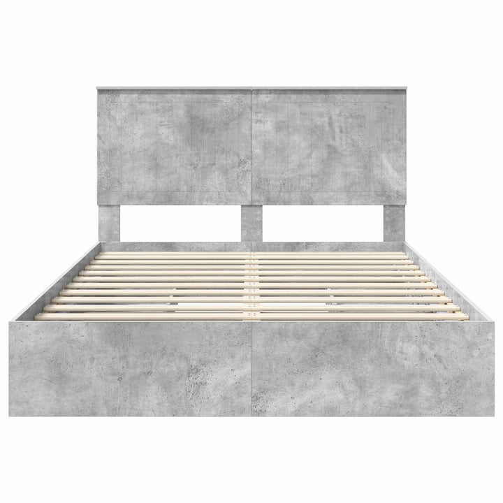 Opbevaringsseng Beton Grå 135 x 190 cm Konstrueret træ
