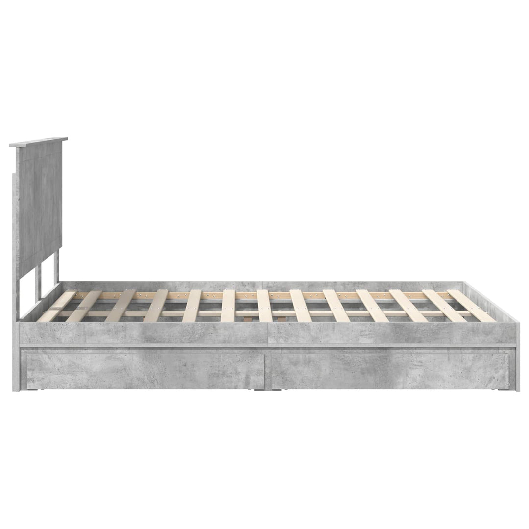 Opbevaringsseng Beton Grå 135 x 190 cm Konstrueret træ