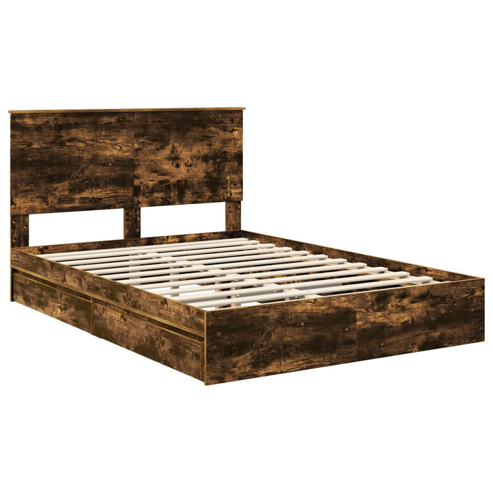 Opbevaringsseng Røget eg 135 x 190 cm Konstrueret træ