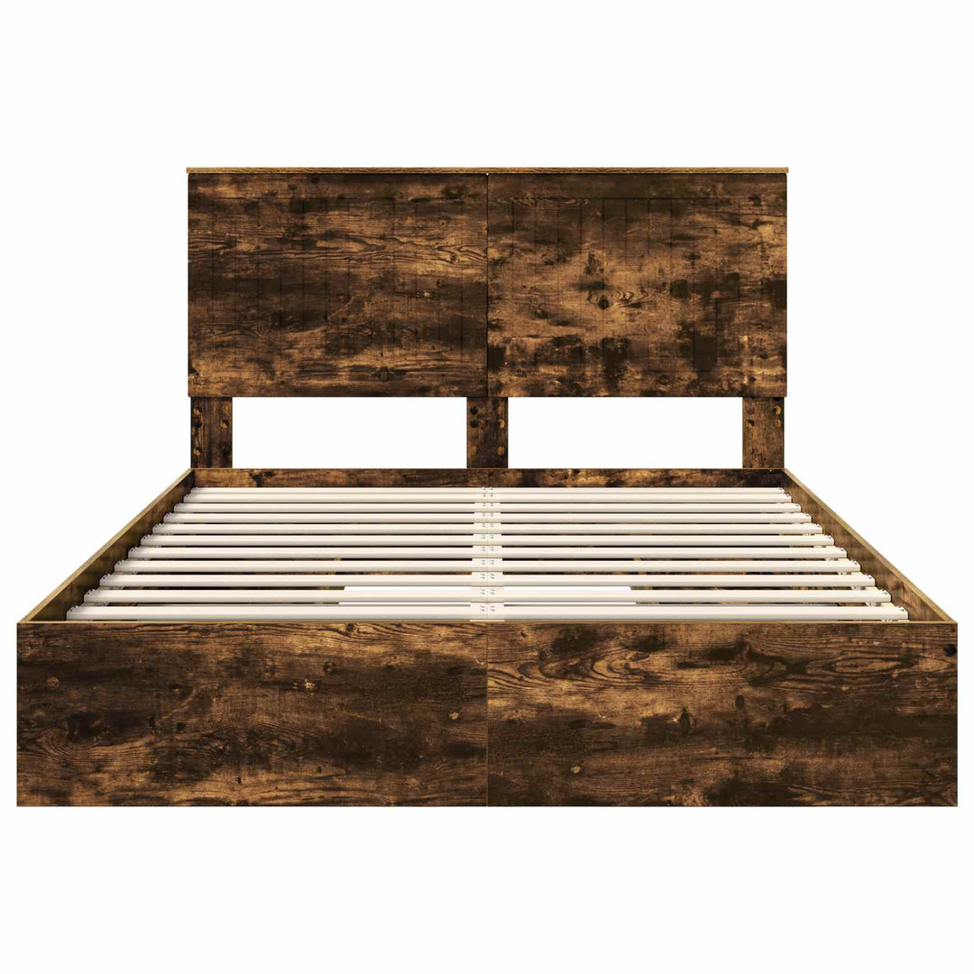 Opbevaringsseng Røget eg 135 x 190 cm Konstrueret træ