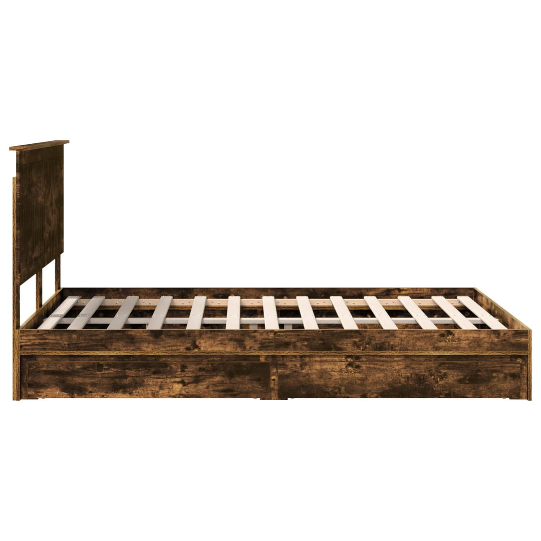 Opbevaringsseng Røget eg 135 x 190 cm Konstrueret træ