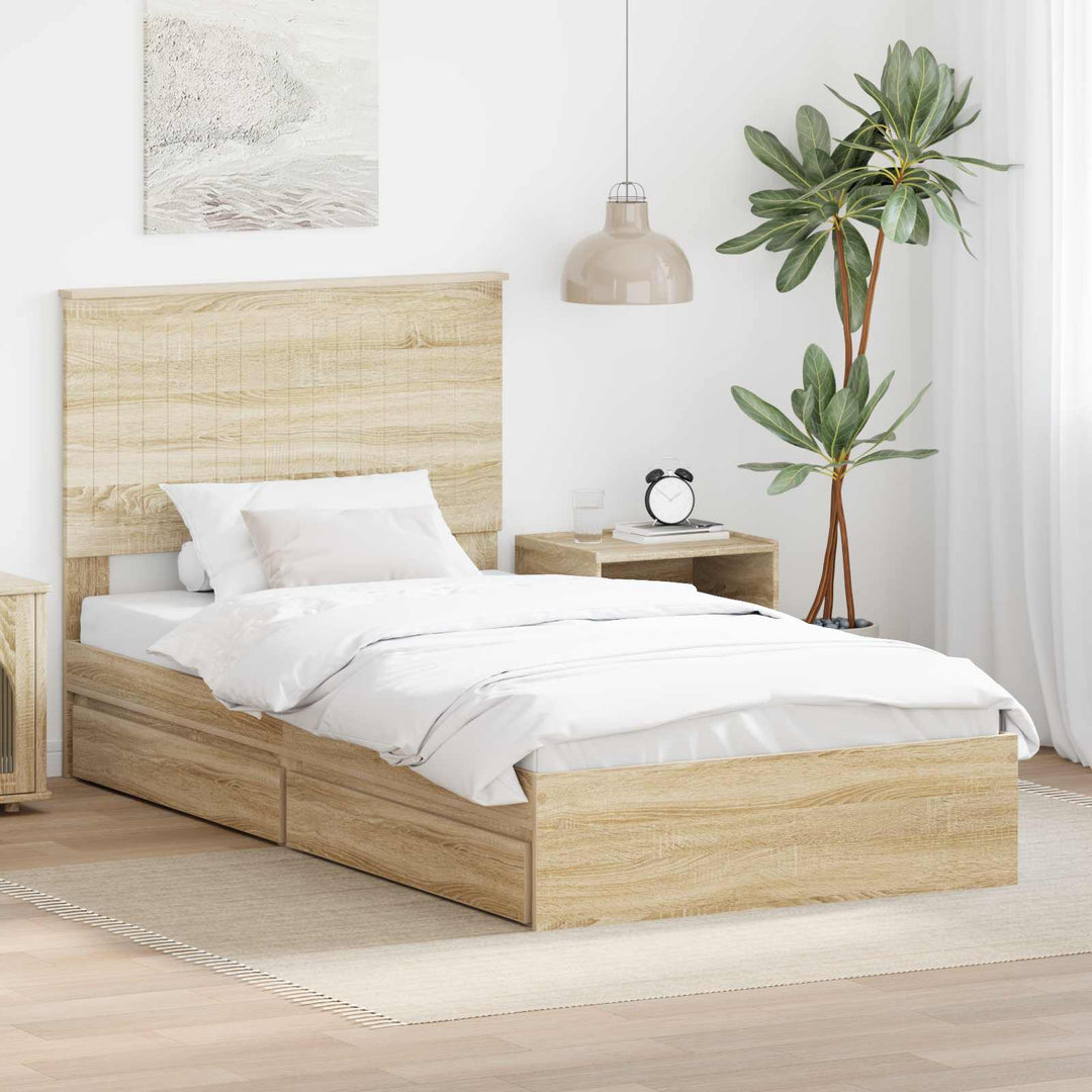 Opbevaringsseng Sonoma eg 100 x 200 cm Konstrueret træ