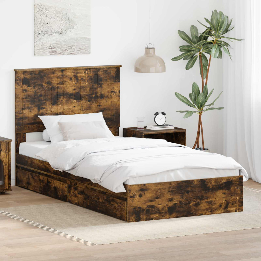 Opbevaringsseng Røget eg 100 x 200 cm Konstrueret træ