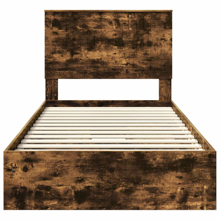 Opbevaringsseng Røget eg 100 x 200 cm Konstrueret træ