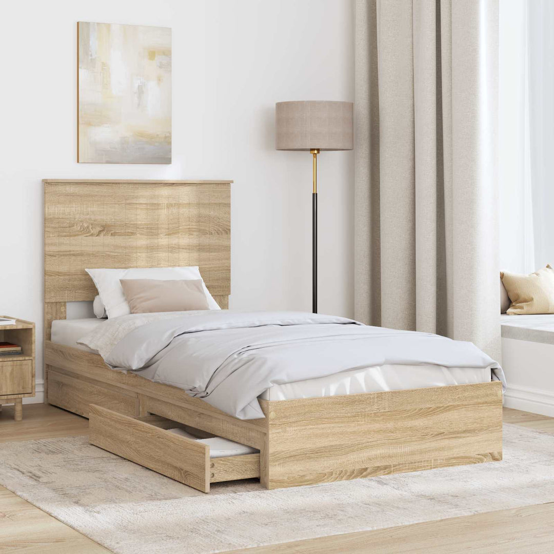 Opbevaringsseng Sonoma eg 90 x 200 cm Konstrueret træ