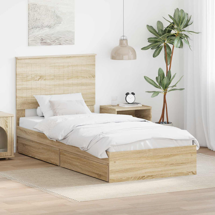Opbevaringsseng Sonoma eg 90 x 190 cm Konstrueret træ