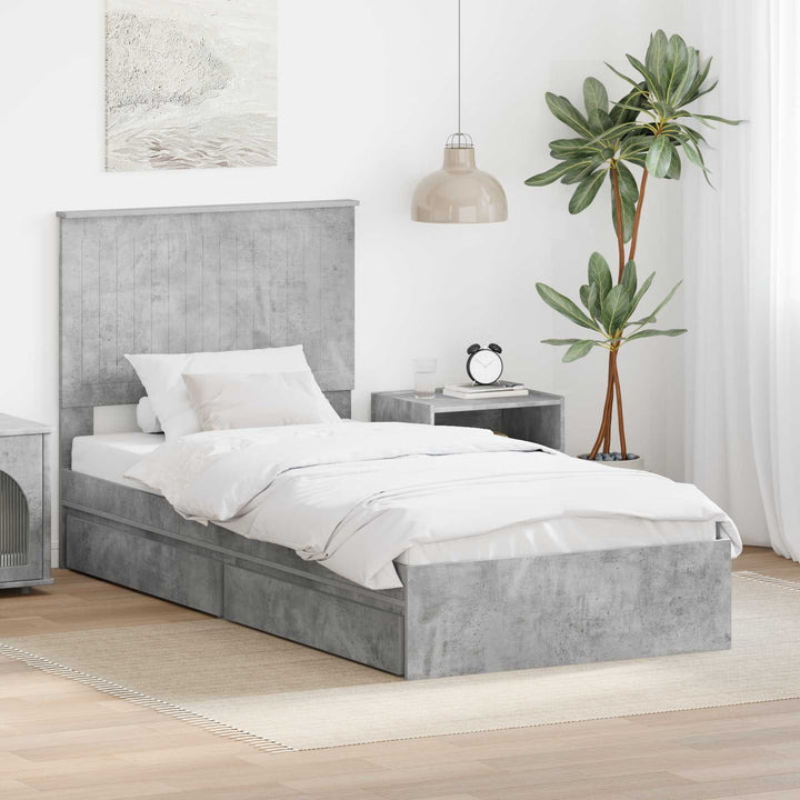 Opbevaringsseng Beton Grå 90 x 190 cm Konstrueret træ
