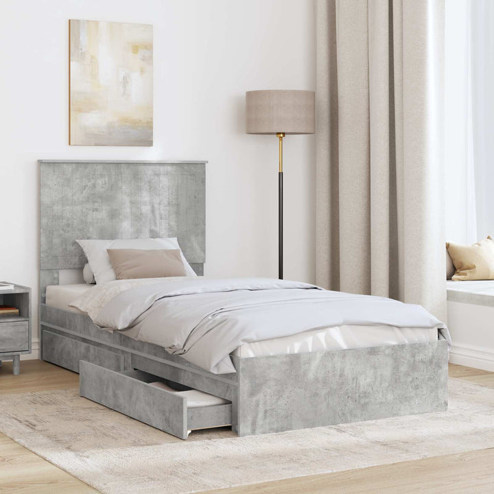 Opbevaringsseng Beton Grå 90 x 190 cm Konstrueret træ