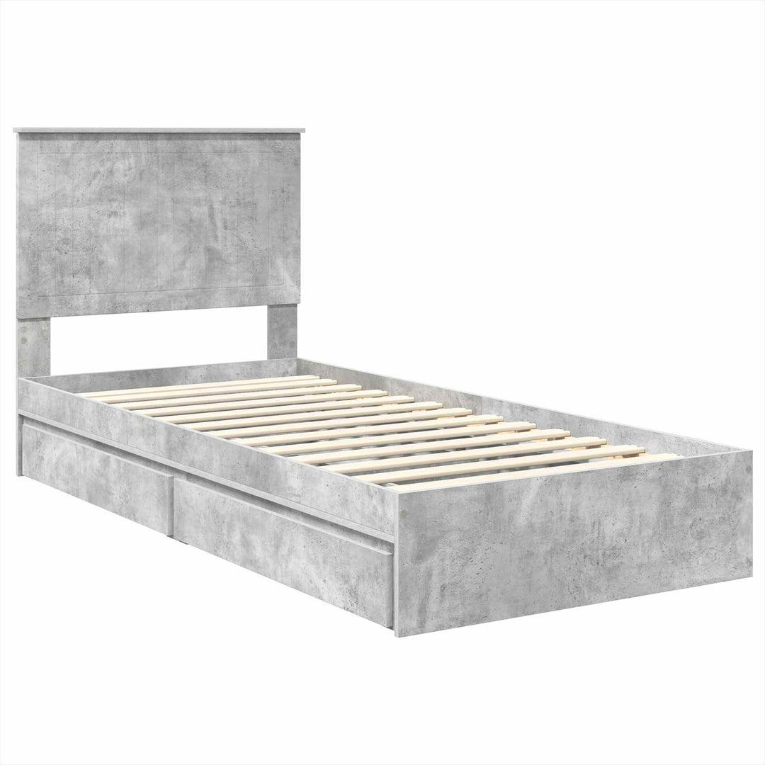 Opbevaringsseng Beton Grå 90 x 190 cm Konstrueret træ