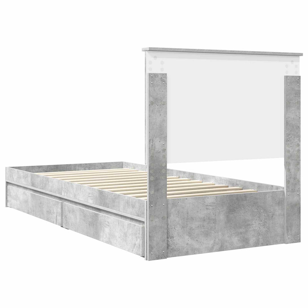Opbevaringsseng Beton Grå 90 x 190 cm Konstrueret træ