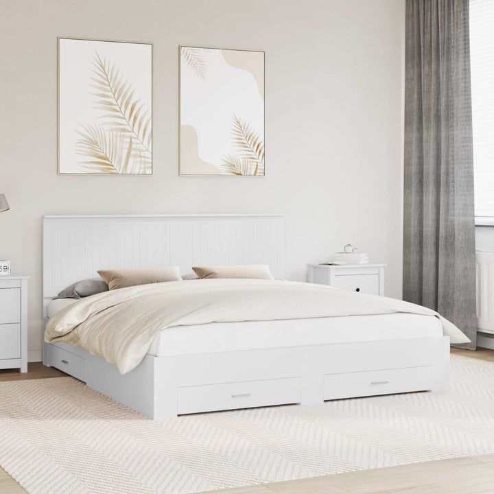 Sengestel med hovedgærde Hvid 180 x 200 cm Konstrueret træ
